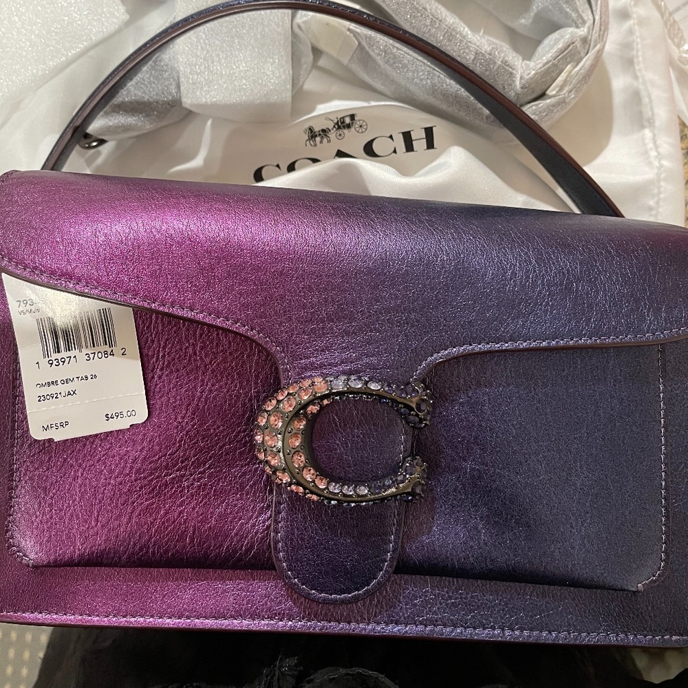 Coach Metallic Purple/Blue Tabby shoulder bag with long strap